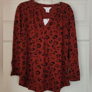 Liz Claiborne Red 3/4 Sleeve Relaxed Top Size Medium